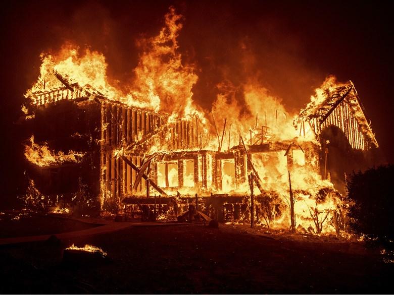 Camp Fire burning home